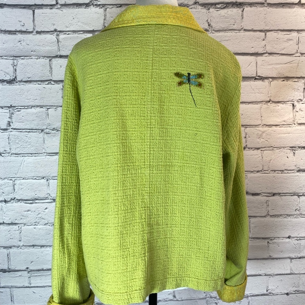 Odile Green Floral Hand Painted Lightweight Jacket Shacket Vintage Size Large - Picture 9 of 12